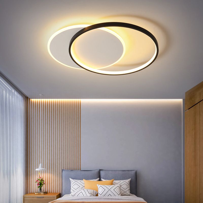 Acrylic Geometrical Flush Mount Light Fixture Modern Style LED Black-White Ceiling Lighting