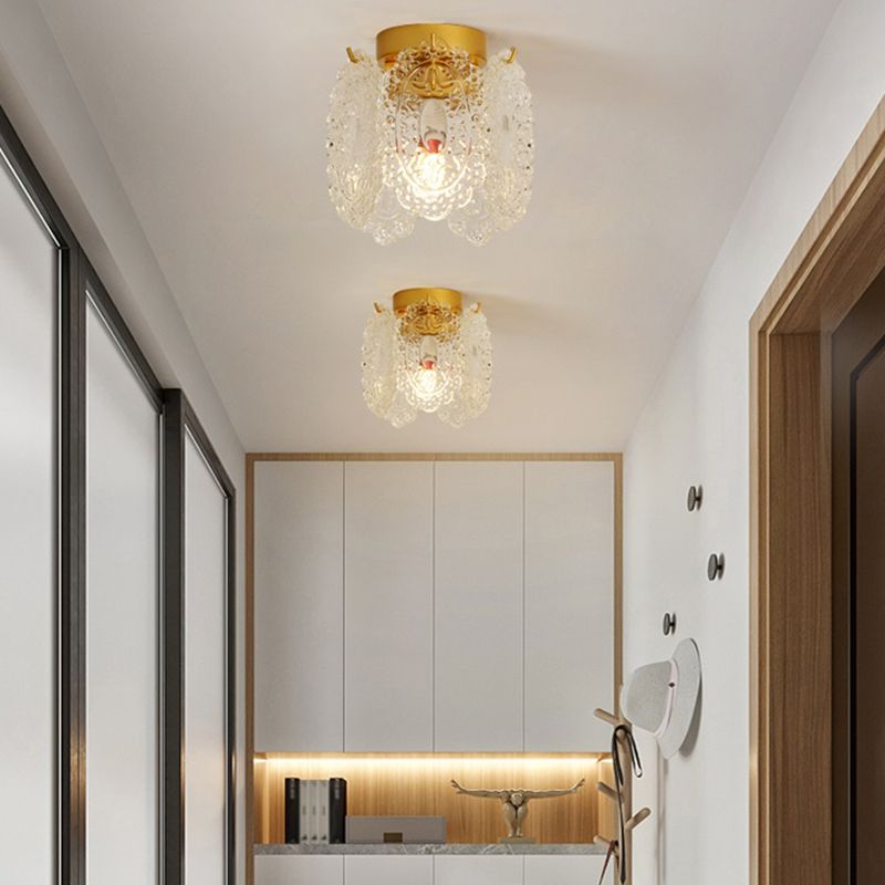 Modern Flush Mount Light Simple Flush Mount Ceiling Light Fixture with Glass Shade