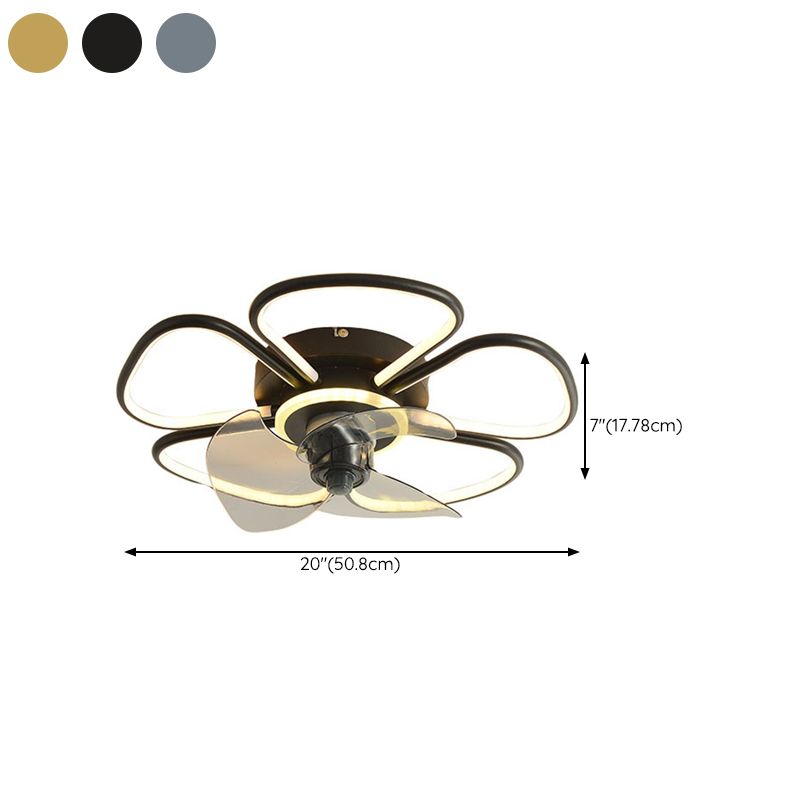 3-Blade Children Ceiling Fan Polish Finish LED Fan with Light for Home