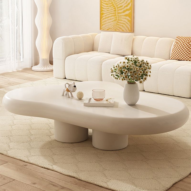 White 4 Legs Coffee Table Contemporary Geometric Wood Cocktail Table