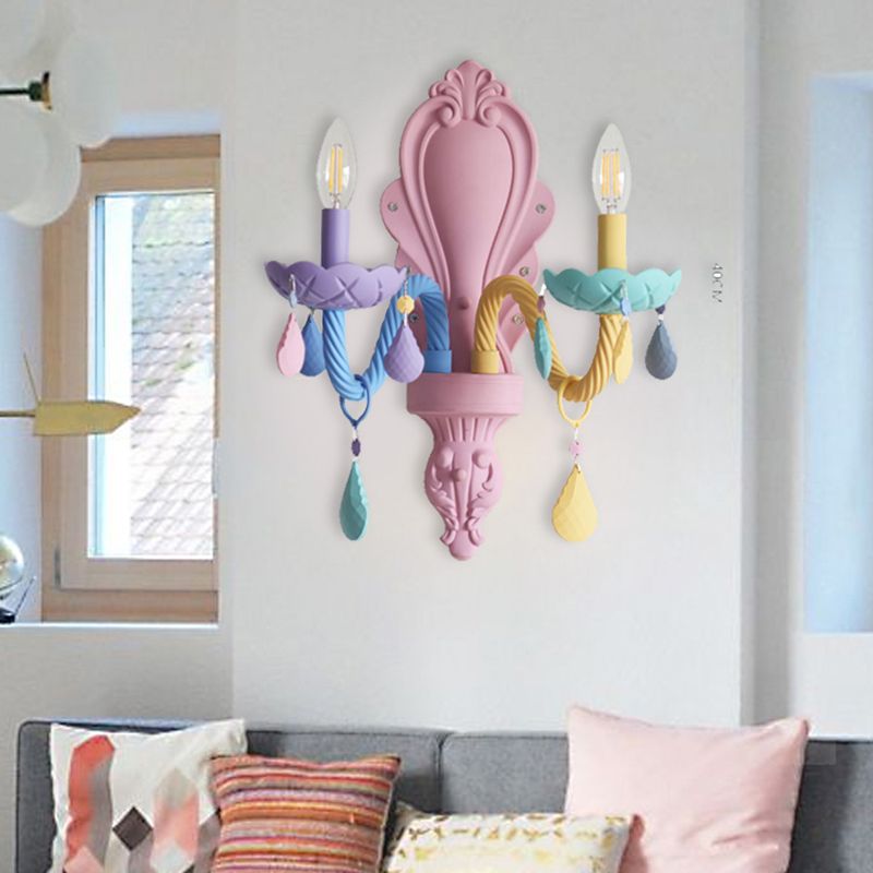 2 Lights Metal Wall Mounted Wall Lights Modern Bare Bulb Wall Sconces Lighting Fixtures for Dining Room