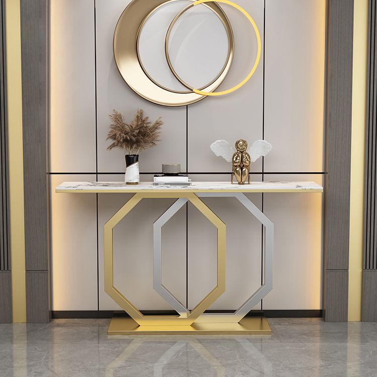 Glam Console Accent Table Antique Finish Sofa Table in Stone