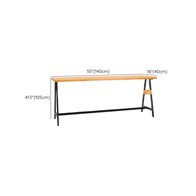 Modern Solid Wood Bar Table Brown Trestle Base Dining Table for Living