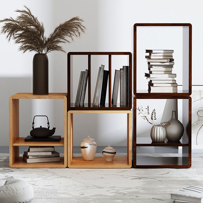 Open Back Cube Bookshelf Wood Contemporary Bookcase for Home