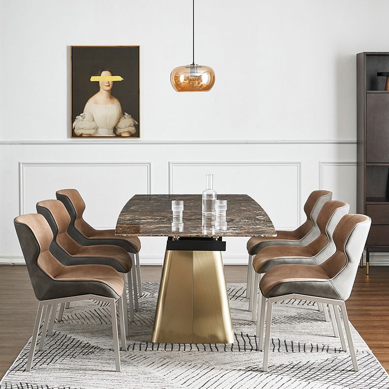 Nordic Cushioned Dining Chair 32"H Wingback Parsons Chair with Metal Base for Restaurant
