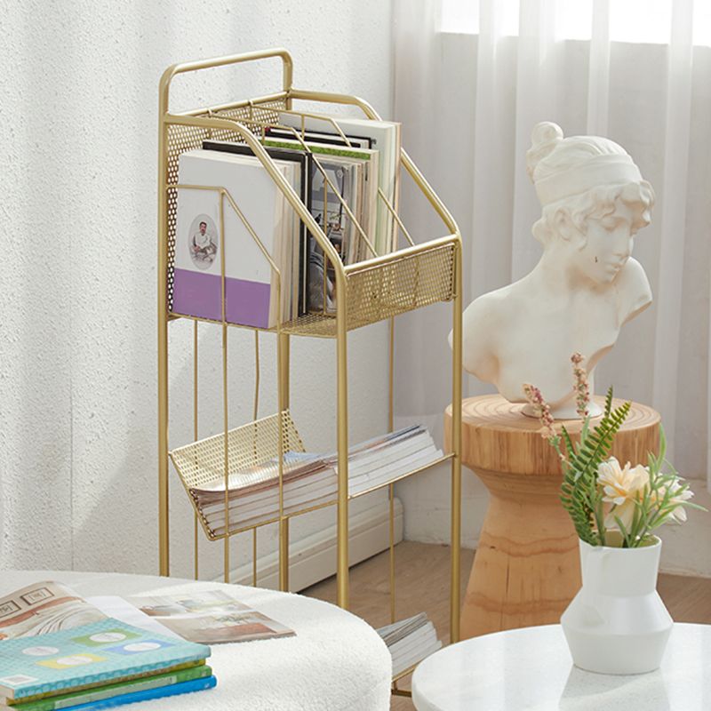 Glam Antique Finish Bookshelf Metal Etagere Shelf Bookcase with Shelves