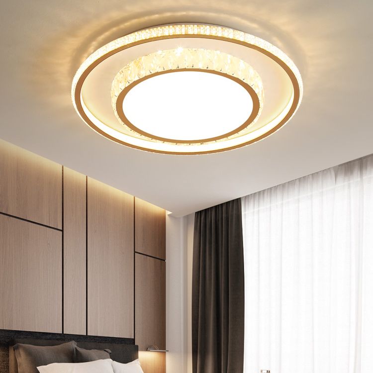 Lampe de plafond LED en cristal de forme géométrique de Style Simple moderne en fer 2 lumières pour chambre à coucher