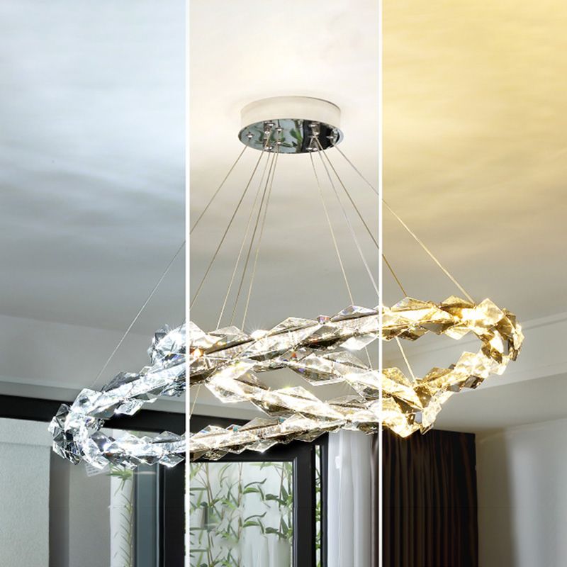Contemporary Style Ceiling Lighting Ring Crystal Bedroom LED Ceiling Fixture