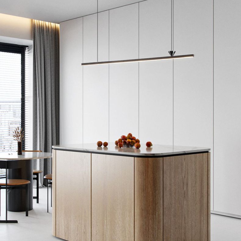 Linear Shape Island Pendant Contemporary Style Metal Single Light Hanging Island Light