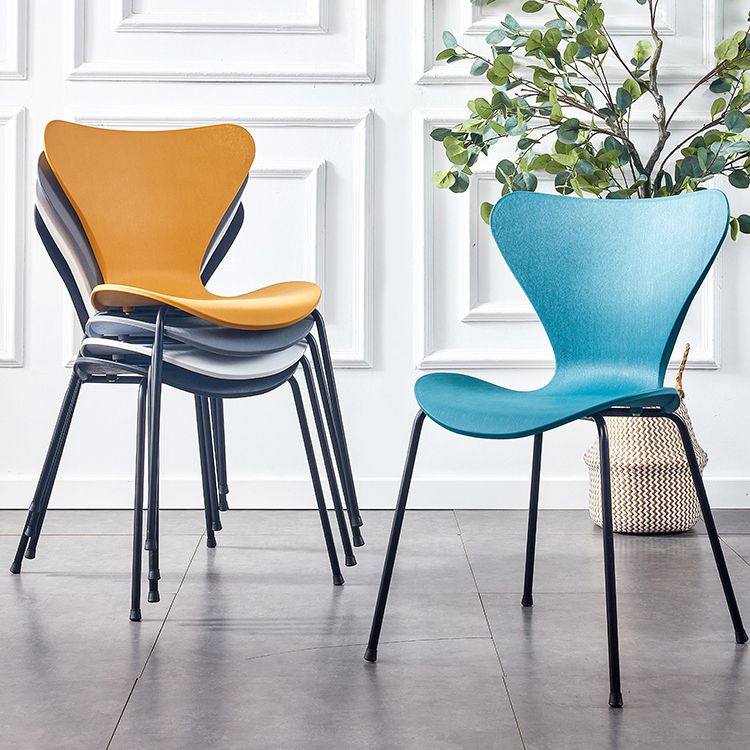 Sillas de comedor de metal contemporáneo, silla lateral sin brazos para cocina