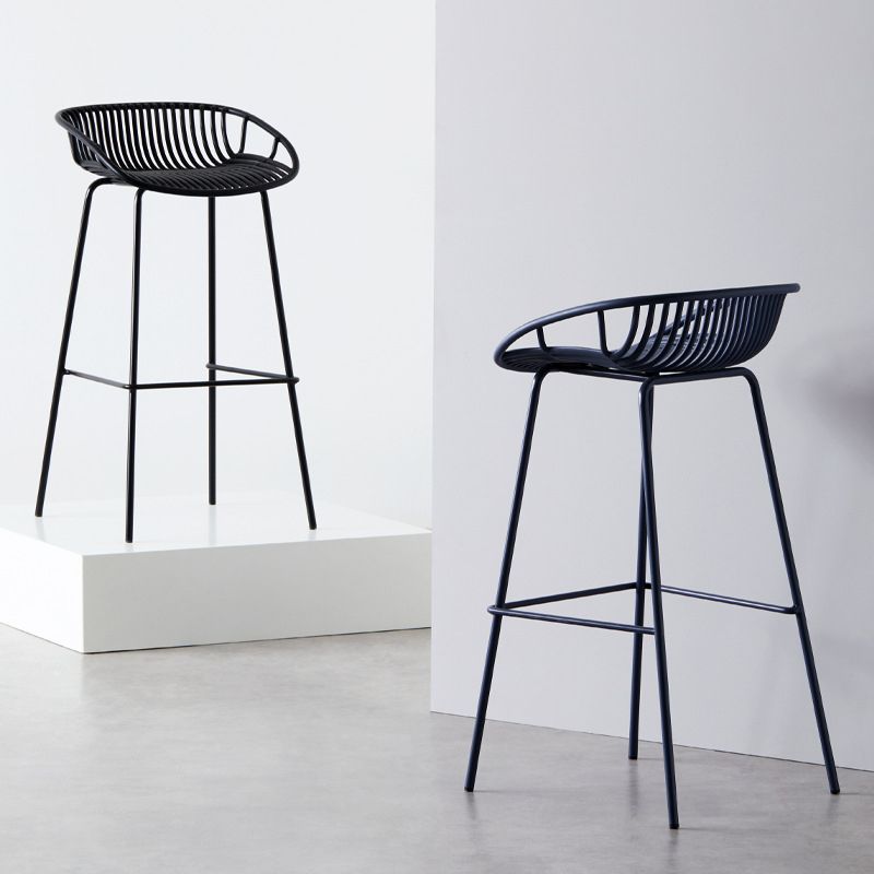 Modern Dessert Shop Low Back Stool Matte Finish Iron Bar Stool