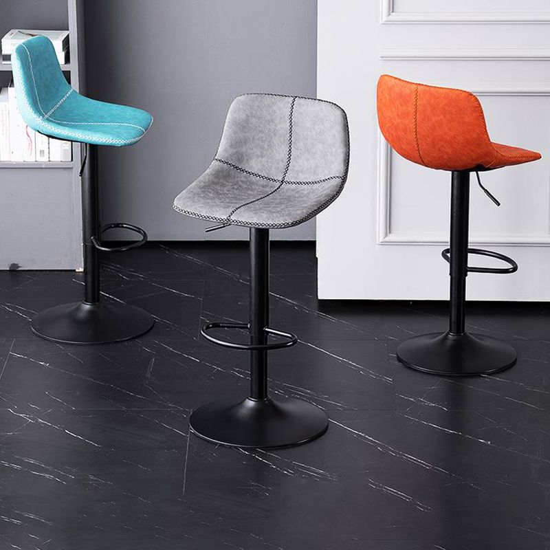 Modern Home Adjustable Height Barstool Matte Finish Leather Swivel Stool