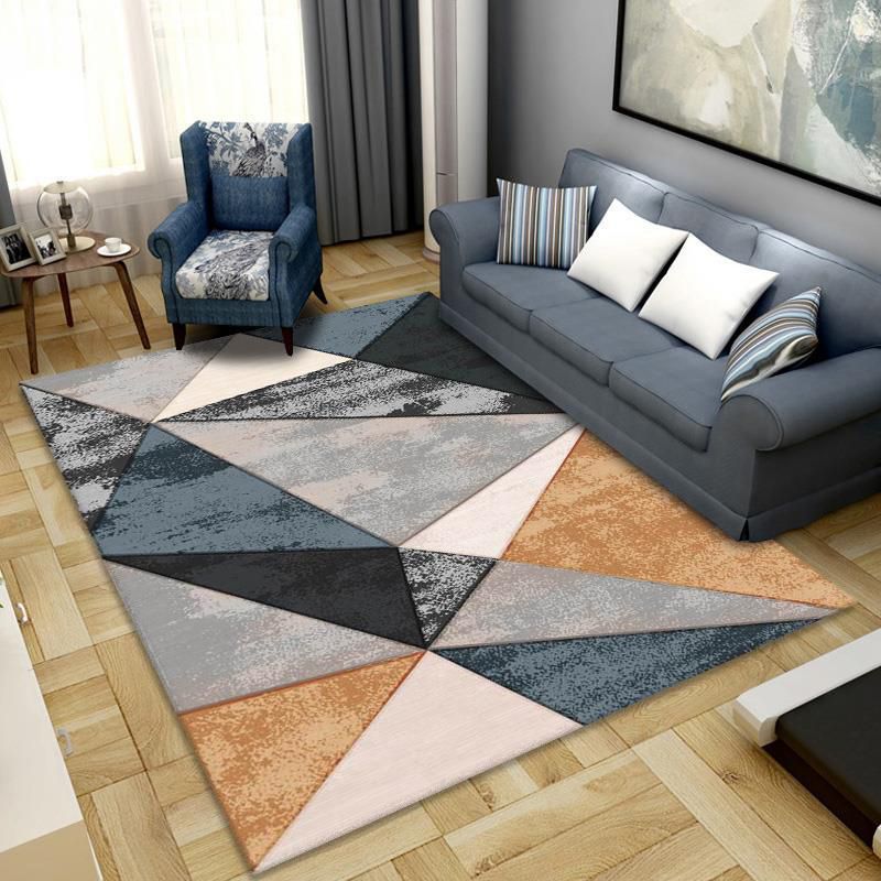 Simplicity Home Decoration Carpet Geometry Print Area Rug Polyester Non-Slip Backing Indoor Carpet
