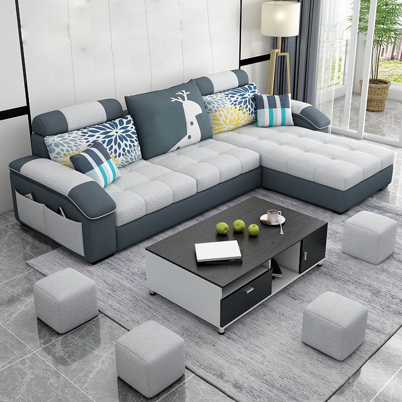 Faux Leather and Cotton Blend Sectional Couch for 3/4 People