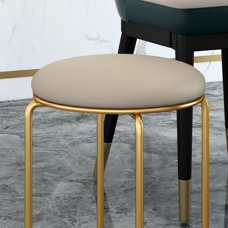 Standard Glam Velvet Ottoman Round Mildew Resistant Plain Ottoman