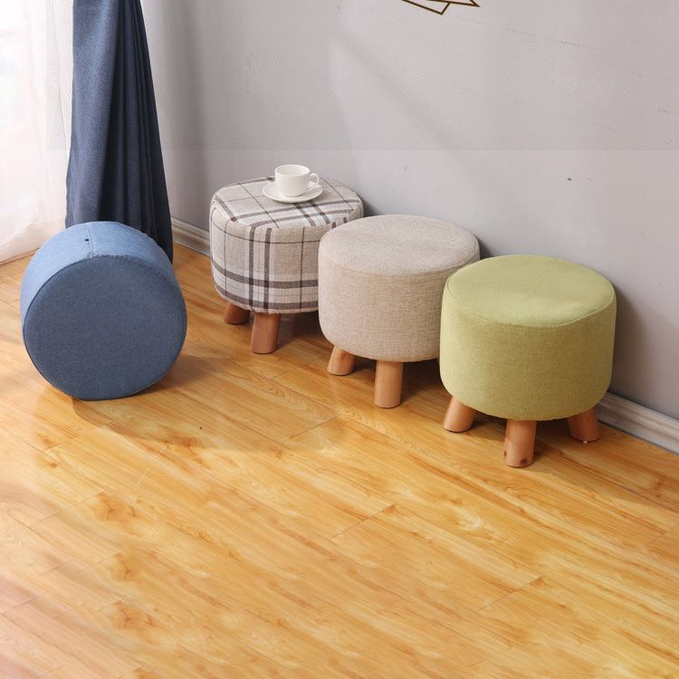 Trendy Cotton Blend Ottoman Plain Round Indoor Footstool Ottoman