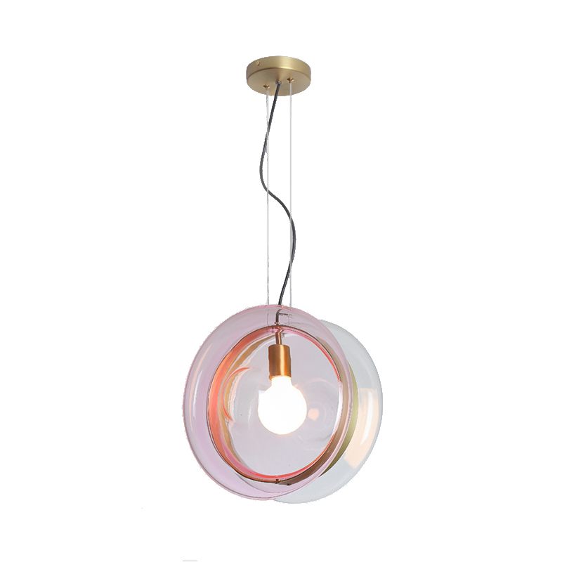 Corridor Orbit Hotel Suspension Glass Light Single Head Pendant Lampe avec bague en laiton