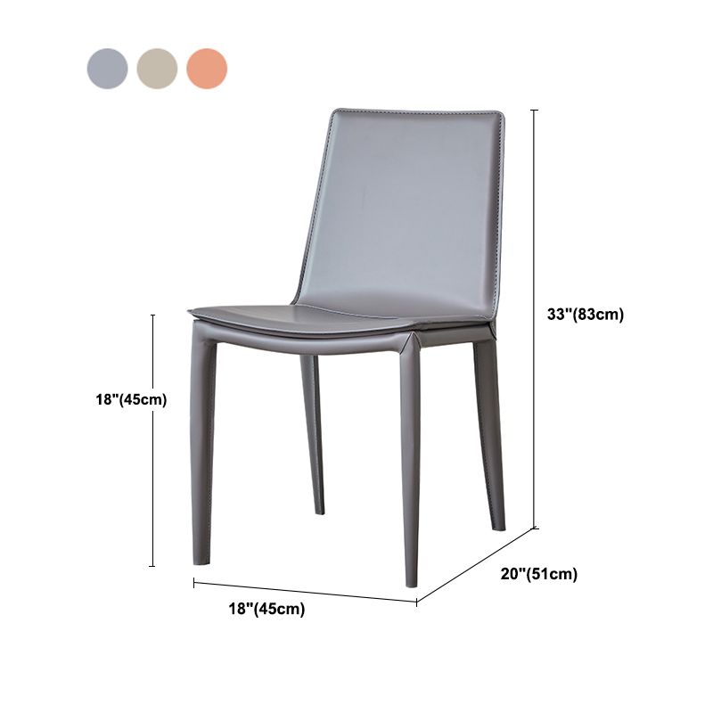 Metal Modern Indoor Side Chair Solid Back Dining Chair with 4Legs