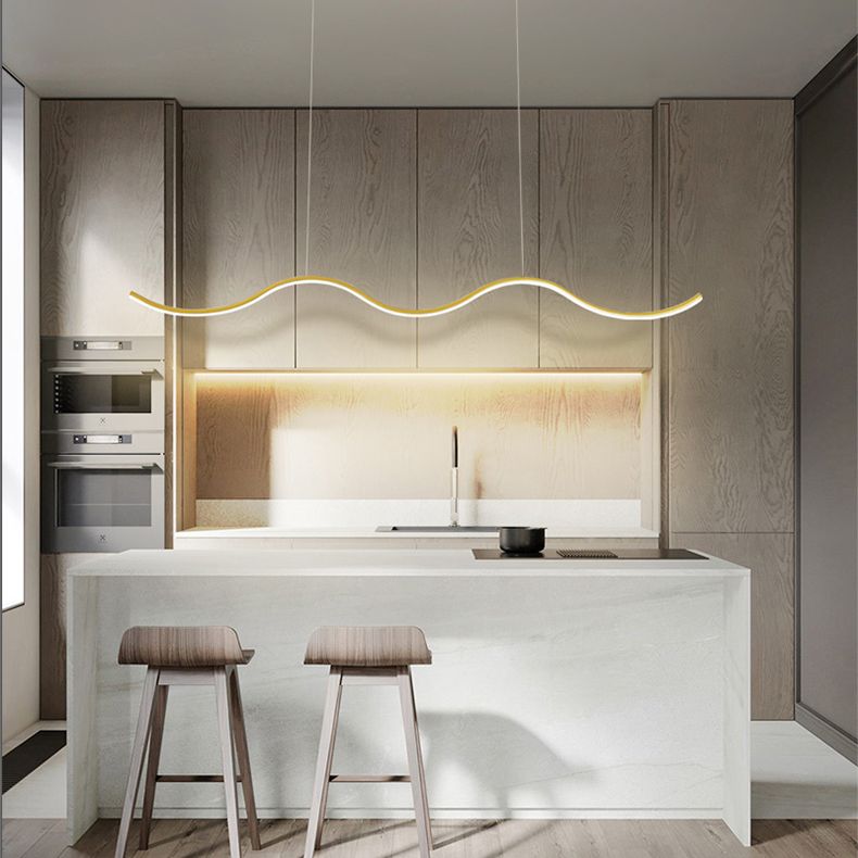 Metal Linear Shade Island Pendant Postmodern Style 1 Light Island Lighting for Living Room