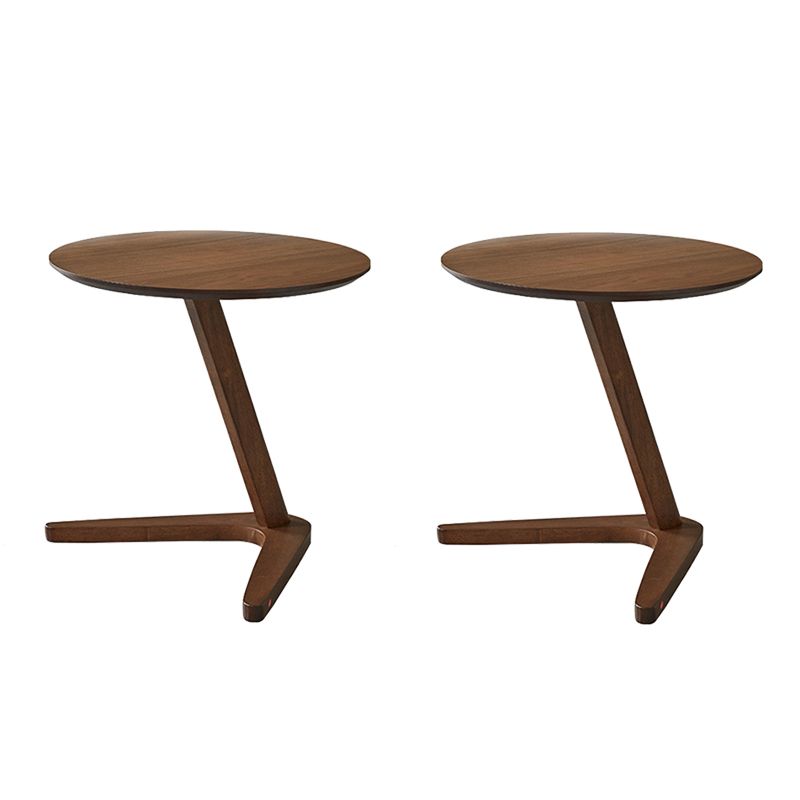 Scandinavian Solid Wood End Table Abstract Round Living Room Side Table