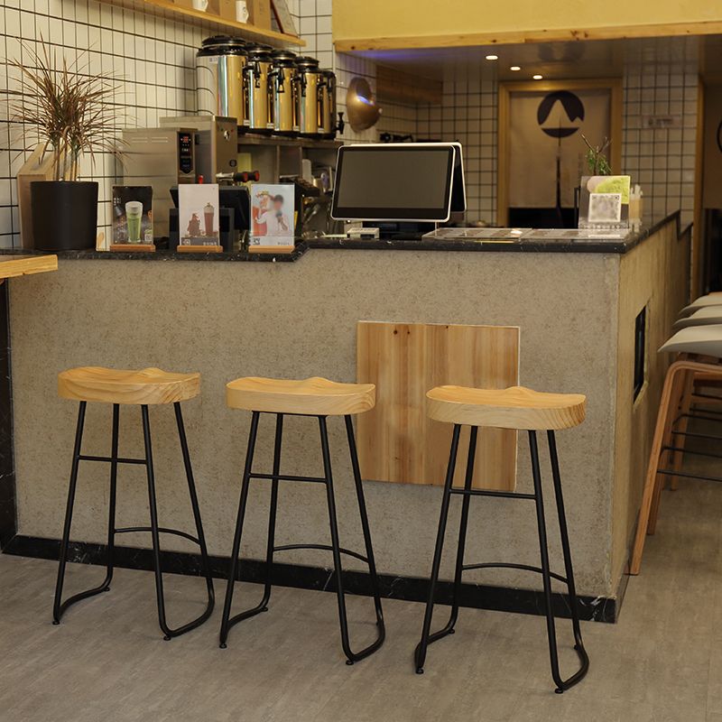 Metal and Wood Counter & Bar Stool Natural Backless Bar & Counter Stool