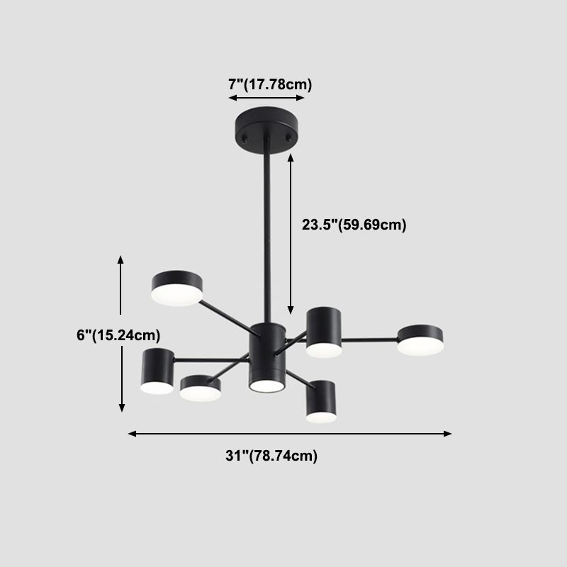 Multi Light Cylindrical Branch Hanging Lights Modern Style Metal Hanging Lighting in Black