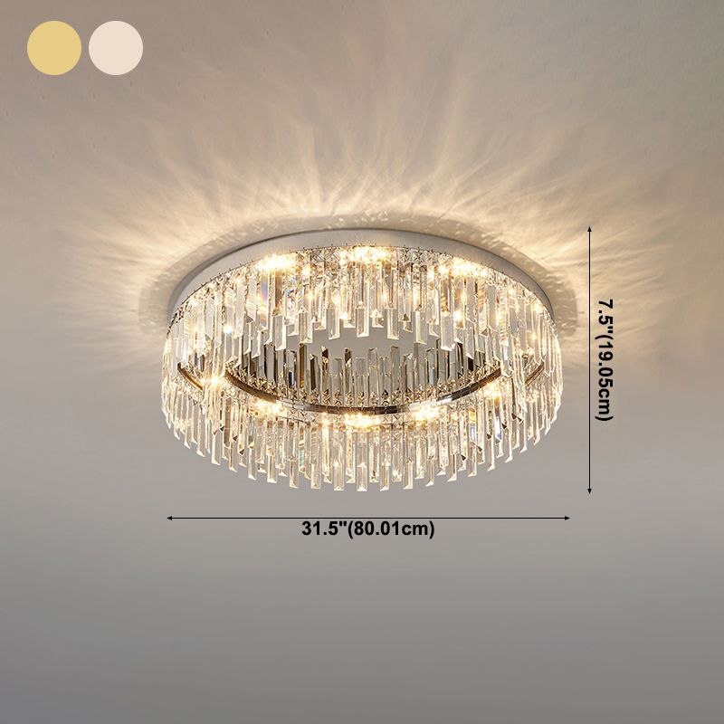 Moderne Luxus-Deckenleuchte in runder Form, Kristall, 1 Licht, Unterputzmontage für Wohnzimmer