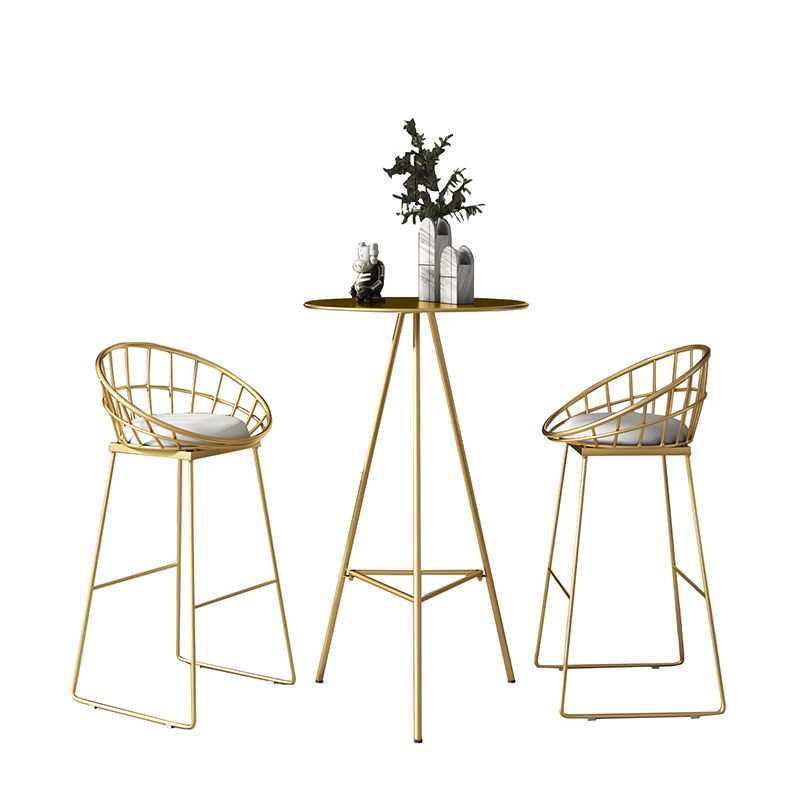 1/3/4 Pieces Industrial Round Bar Table Set Gold Iron Bistro Set with Footrest