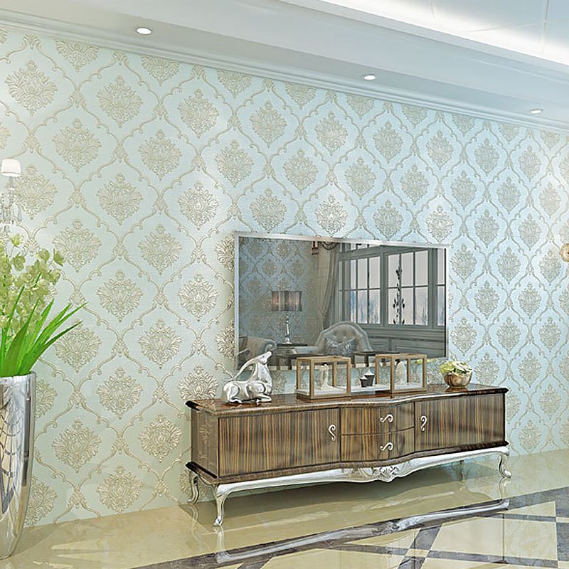 European Floral Design Wallpaper 33' x 20.5" Classic Damasque Wall Covering, Non-Pasted