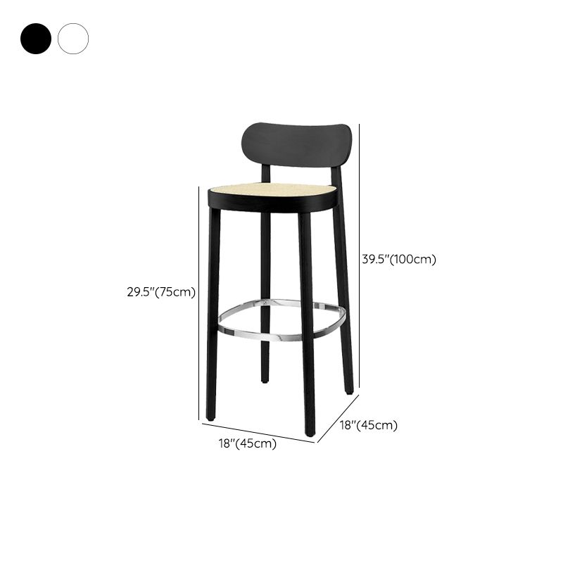 Wood Dining Stools Contemporary Armless Bar Stools with Footrest