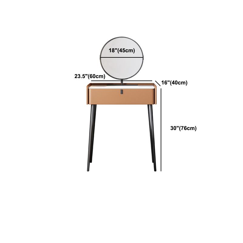 1/3 Drawers, 23.62"/27.56" Wide Vanity Set with Stool and Mirror,Brown