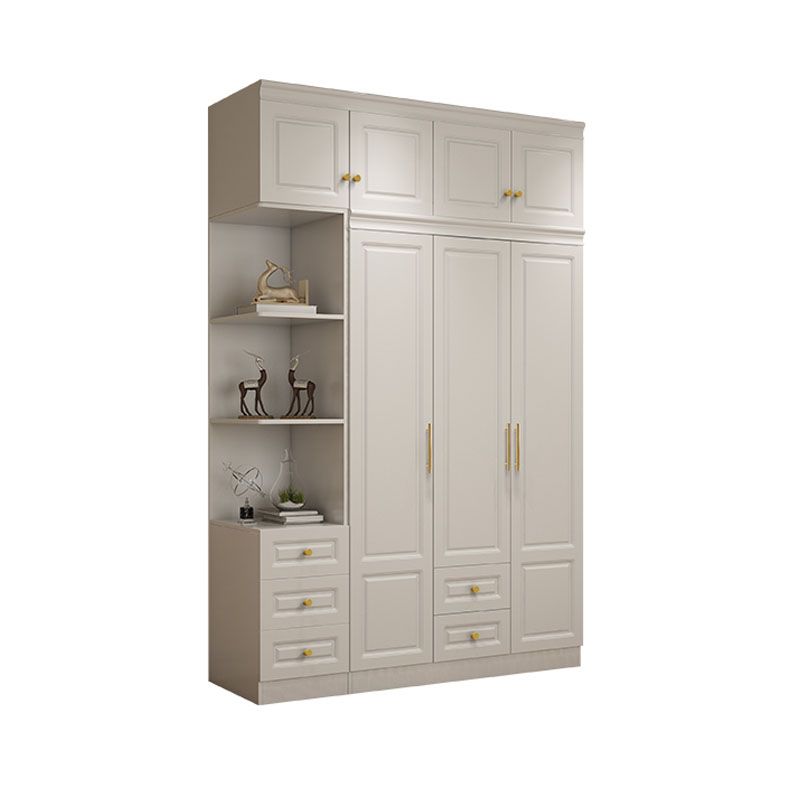 Manufactured Wood White Wardrobe for Home Modern Cabinet with Drawers