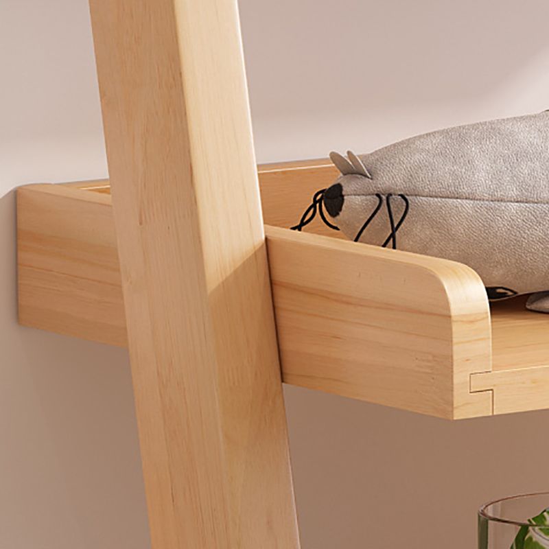 Ladder Modern Bookcase Wood Vertical Bookshelf for Living Room