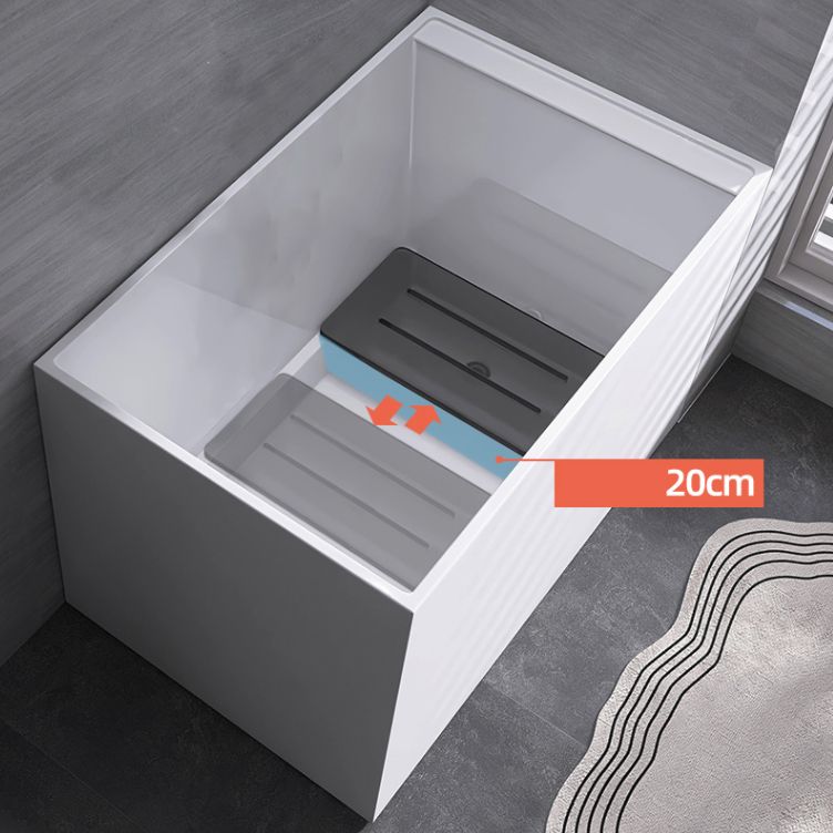 Modern Rectangle White Bathtub Acrylic Freestanding Soaking Bathtub with Drain Bath Tub
