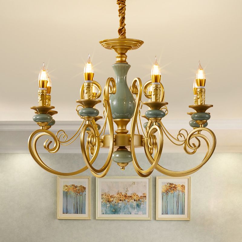 Traditional Style Suspension Pendant Light with Candle Metal Multi Light Pendant