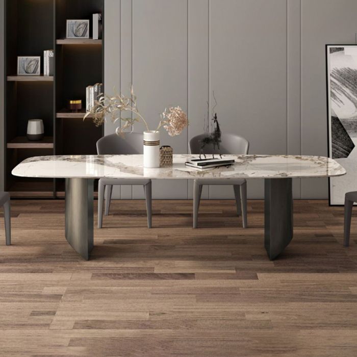 Glam Style Dining Table Set with Beige Chairs 1/3/4/5/6 Pcs Metal Dinette Set for Home