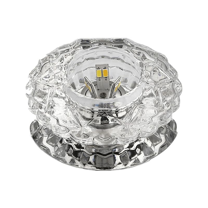 Floral Flush Ceiling Light Contemporary Crystal Corridor LED Flush Mount Lighting Fixture in Clear