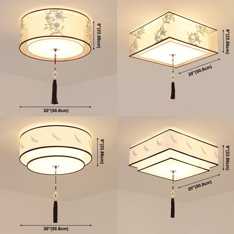 Traditional Flush Mount Light Fixtures 3-Light White Flushmount Ceiling Lamp for Living Room