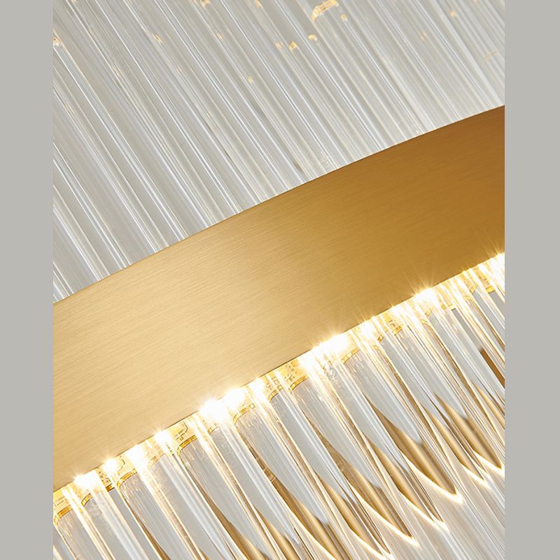 Contemporary Gold Chandelier Crystal Linear LED Over Island Lighting for Living Room