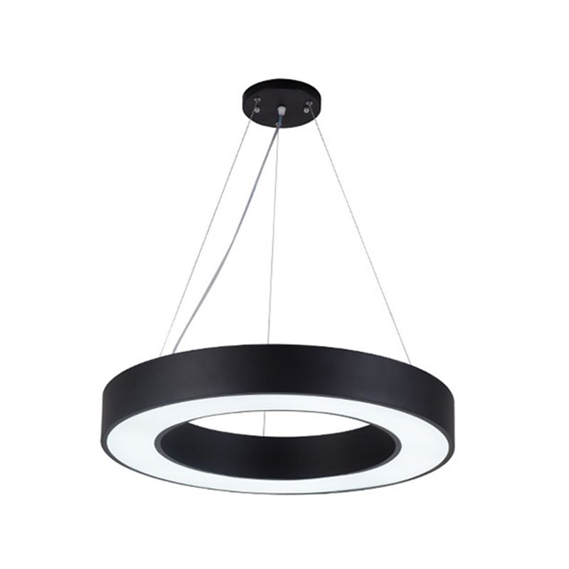 Black Hoop Hanging Pendant Light Simple 16"/23.5"/39" Wide LED Acrylic Ceiling Suspension Lamp