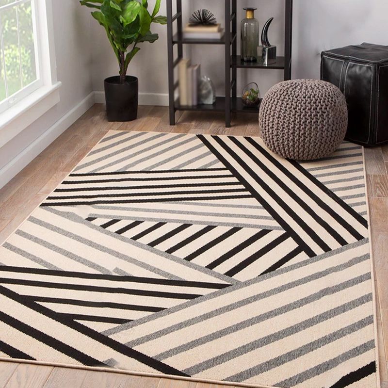 Apricot Modern Area Rug Geometric Pattern Polyester Area Carpet Stain Resistant Rug for Home Decor