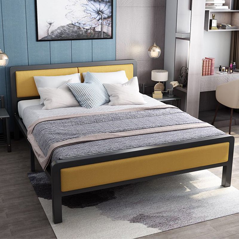 Contemporary 39.37-inch High Metallic Bed Frame with Headboard, Mattress Not Included