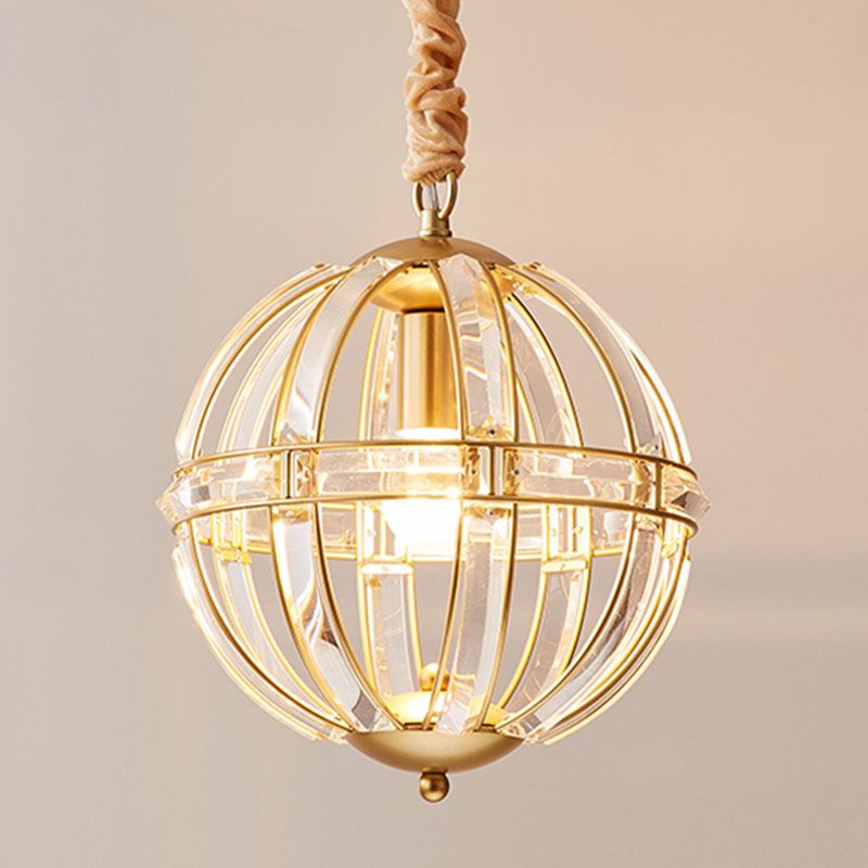 Globe Lantern Pendant Lighting Modern Crystal Dining Room Light Light