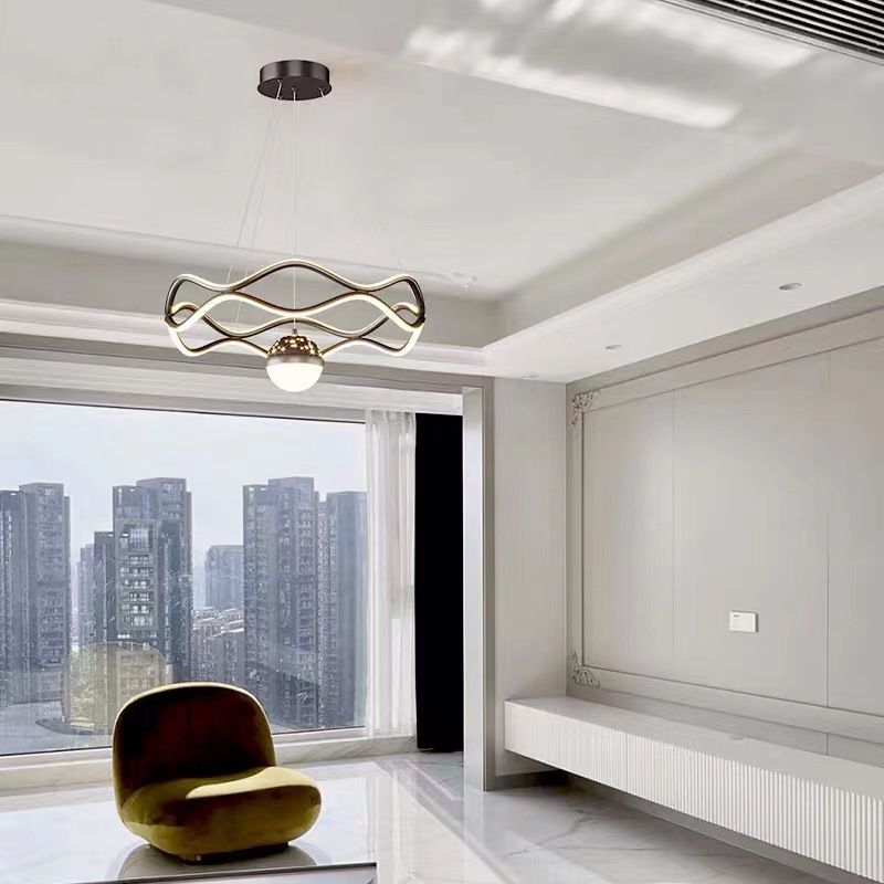 Nordic Linear Chandelier Metal 3 Lights Chandelier Pendant for Living Room