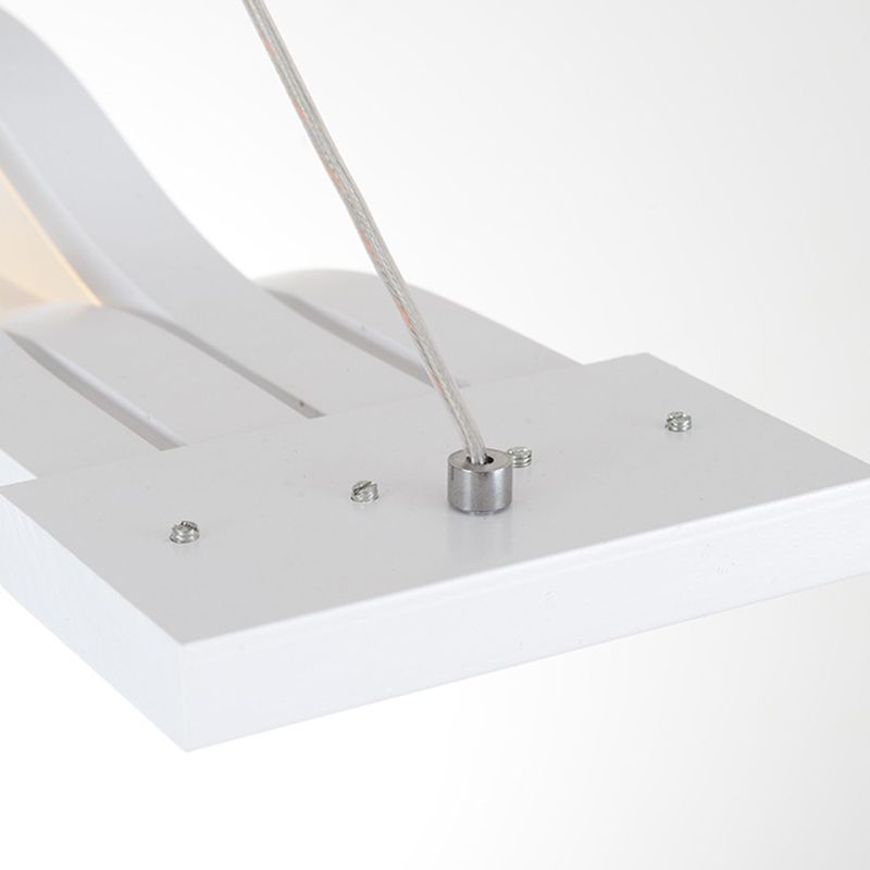 Forma de onda blanca Luz Led Island en estilo moderno Luz de colgante de hierro lacado con sombra acrílica