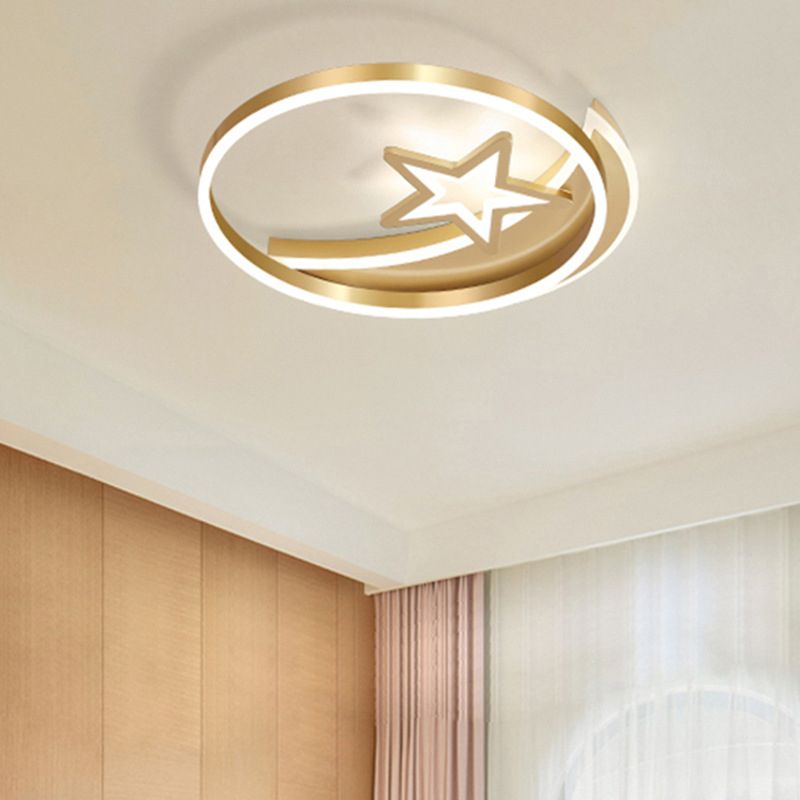 Moon And Star Flush Mount Ceiling Light Contemporary Acrylic Ceiling Mount Light Fixture for Children Bedroom