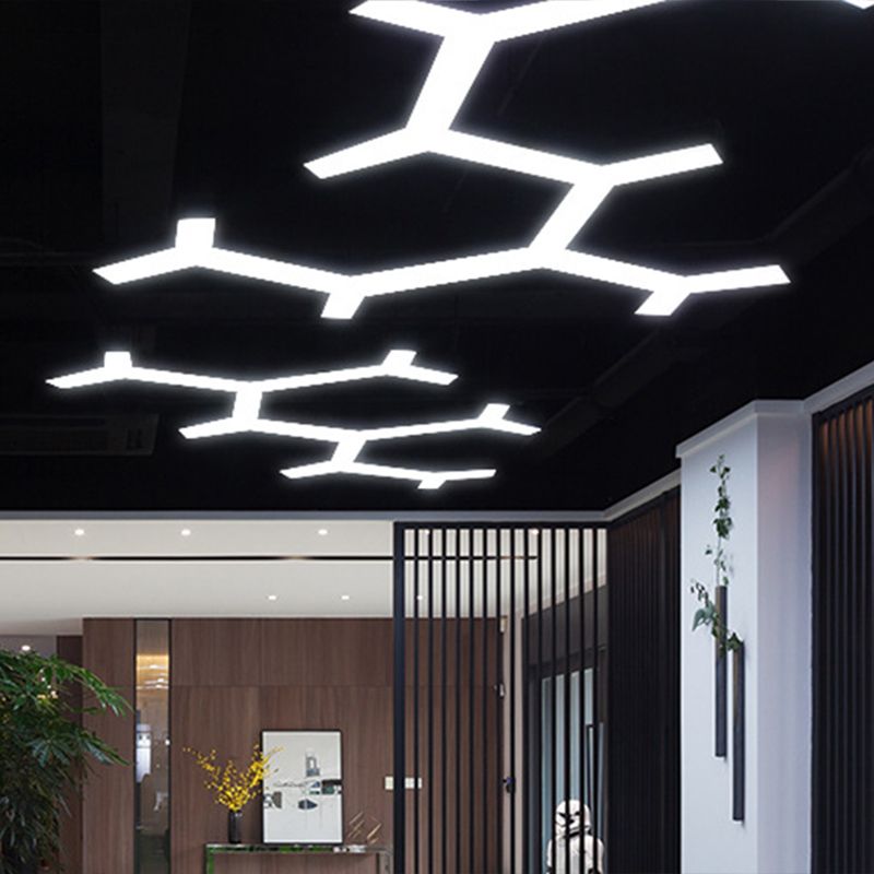 Y Shaped Acrylic Suspension Lamp Modern Black LED Pendant Light for Conference Room