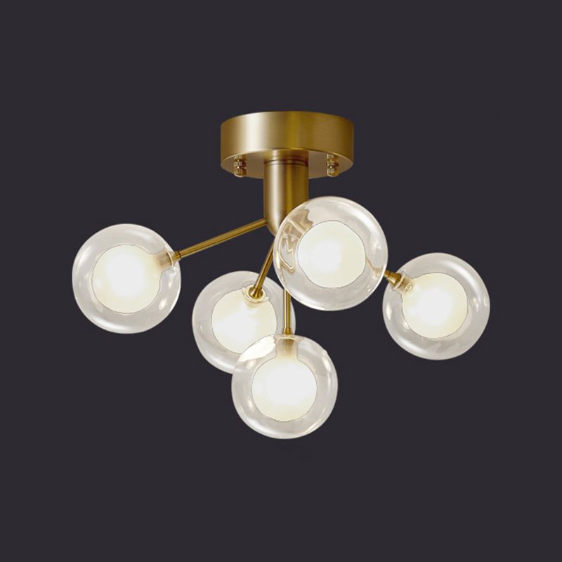 Globe Flush Mount Light Minimalist Clear Glass Corridor Semi -LED -Flush -Chandelier
