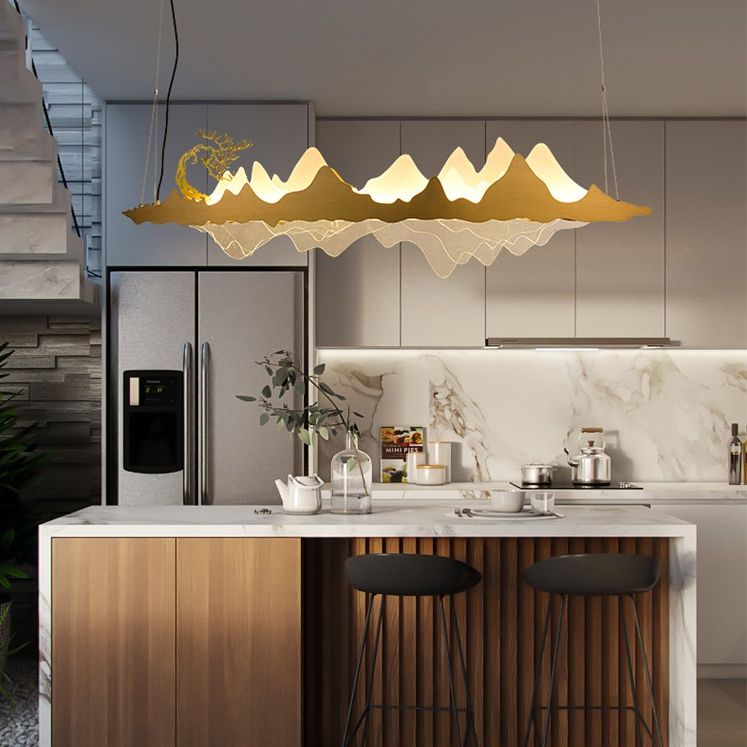 Idee per illuminazione dell'isola a led in metallo moderno lampada lampadario lineare per sala riunioni