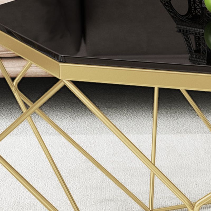 Frame Base Modern Cocktail Tabl Glass Top Coffee Table - 17.72" H